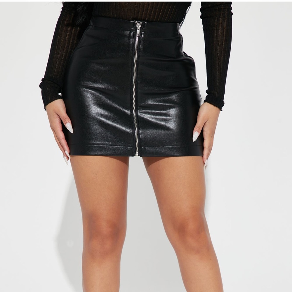 Fashion Nova Faux Leather Black Mini Skirt